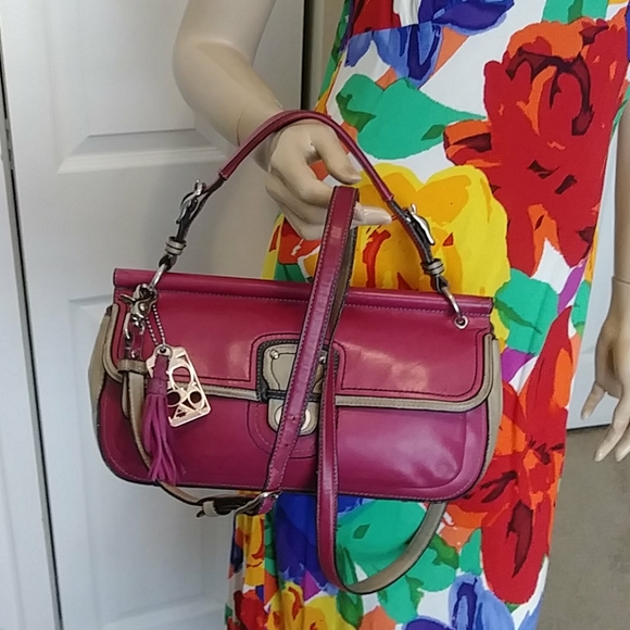 GORGEOUS BERRY COLORBLOCK FULLGRAIN LEATHER  COACH 70TH ANNIVERSARY WILLIS… - Picture 15 of 17